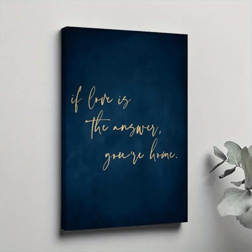 Toile bleu et or salon : affiche romantique chambre 60x80cm