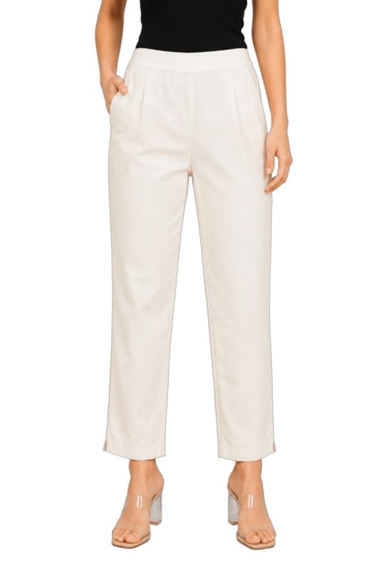 Vrinda Sakhi Women Straight Fit Pure Cotton Trouser | Soft Breathable Comfortable Daily Wear Trousers-image-5