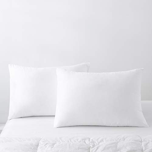 NIERBO 2 fundas de almohada 50 x 70 cm, color blanco con cierre de cremallera 110 g/m2 más gruesas, no incluye almohada