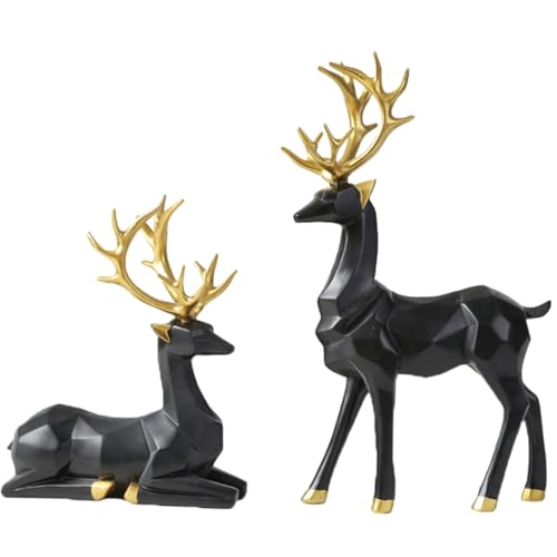 Moderne Weihnachtsdeko Schwarz 16 TOBBOMEY 2 Stück Moderner Teiliges REH Deko aus Resin Schwarz...
