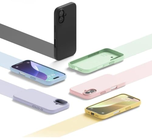 Image of Premium Liquid Silicone Case for iPhone 16 Plus - Slim Full Body Protective Back Cover with Soft Microfiber Lining, Anti-Slip Grip Scratch Resistant Phone Case (Black)