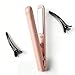 XWLEYW Mini Hair Straightener for Women Men, 2-in-1 Portable Short Hair Straightener & Curler, Small Dual Purpose Hair Curling Iron and Straighteners, Travel Size (Pink)