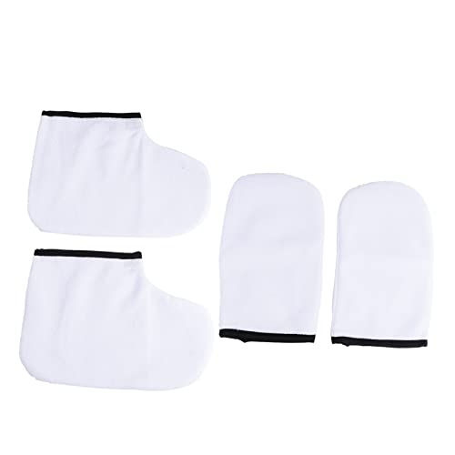 minkissy 2sets Polyester Flannel Spa Paraffin Wax Hand Foot Cover Kit for Women 4pcs*2