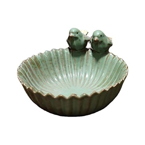 QIWYGPYQ Ceramic Flower Pots, Garden Flower Planter Succulent Pot Planter (Bird) ，Round Vintage Rustic Drip Glazed Planters for Succulent Herbs Cactus, Ceramic Bird Feeder Cover