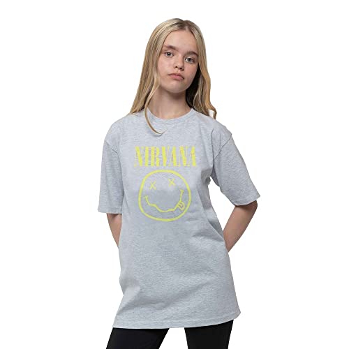 Nirvana Kids T Shirt Smiley Band Logo Official Heather Grey (Ages 3-14 Yrs) Size X-Small (3/4 Yrs)3