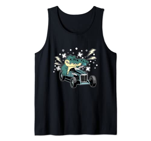 Lustiges Krokodil Rennen Auto Rennwagen Alligator Rennauto Tank Top