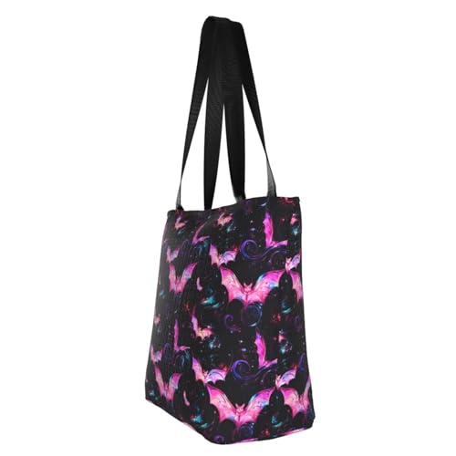 Gothic Bat Rose Flower Hallowe Bags Shoulder Tote Bag Large Handbags for Women Suitable for Travel 13 Inches3