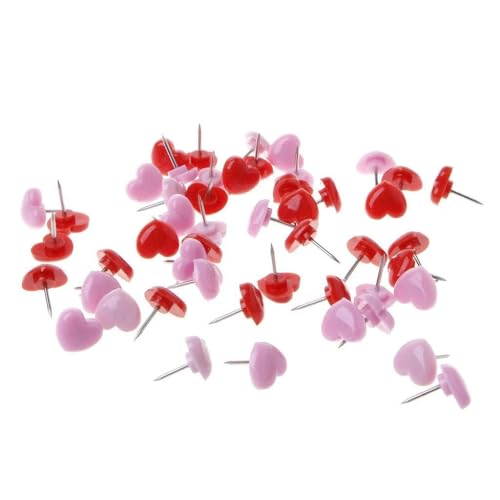 ROYJJ 50 chinchetas de colores en forma de corazón para oficina y escuela