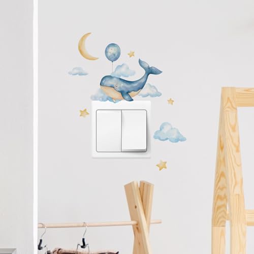 Vinilo decorativo ballena acuarela azul para pared miniatura 4