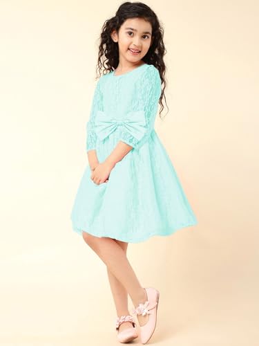 Image of A.T.U.N. (All Things UBER Nice) Girls Fit and Flare Knee Length Double Bow Dress for Party, Birthday and Special Occasion