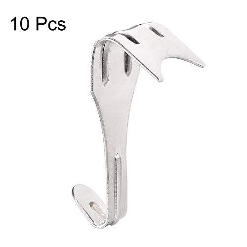 Image of uxcell Solid Picture Hooks Hangers Rail Hanging Hook Galvanized Finish 54mmx29mm Sliver 10pcs