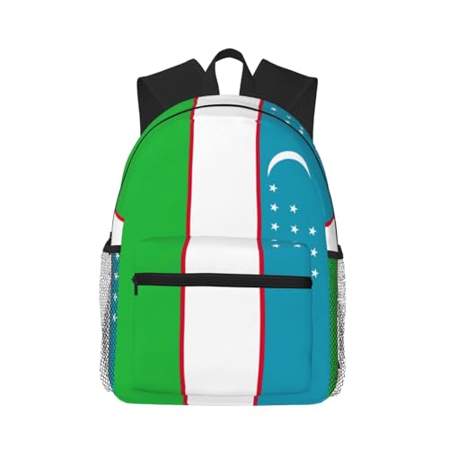 Sac à dos universitaire Ouzbékistan noir léger mixte avec grandes poches