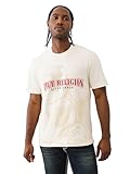True Religion Men's Short Sleeve Shadow Logo Tee – Crewneck Graphic T-Shirt- Winter White, L