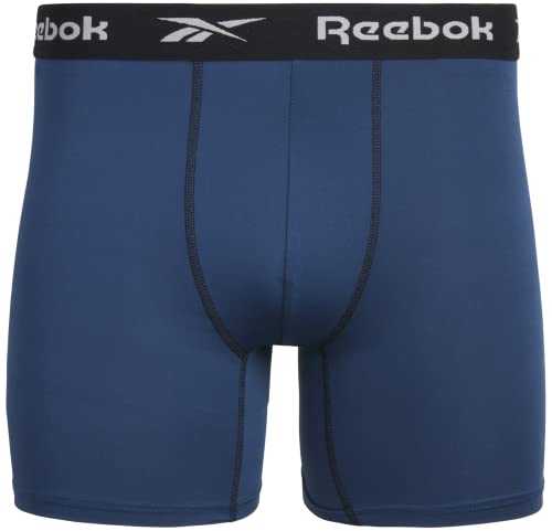 Reebok Men's Boxer Briefs – 3 Pack Performance Mens Underwear Boxer Briefs - Moisture Wicking Athletic Underwear for Men S-XL, Size Medium, 3pk- Grey/Blue/Black4