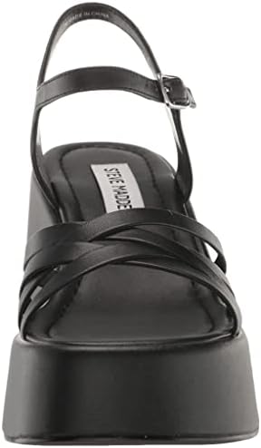 Steve Madden Women's Crazy Heeled Sandal, Black Leather, 8 | Image 1