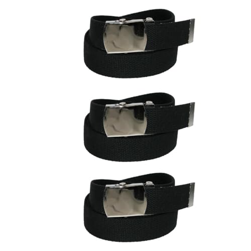 CTM Big & Tall Cotton Belt with Nickel Finish Buckle (Pack of 3), Khaki