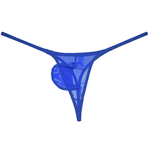 Men's See-through Bulge Thong Underwear Sheer Mesh String Tangas Show Much T-back4