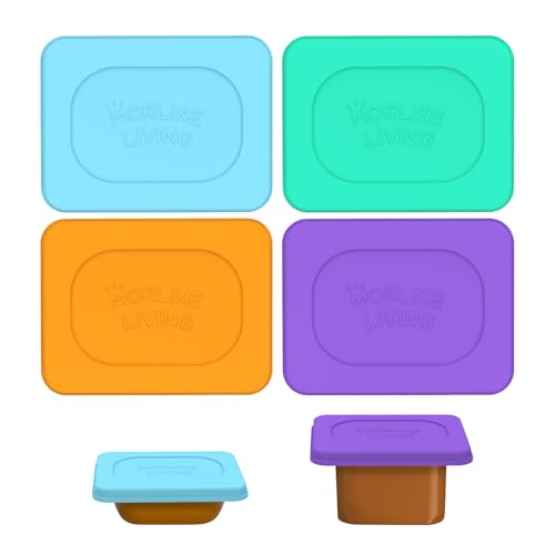 Image of Morlike Baby Food Lids Compatible with Gerber Food Containers, Silicone Container Lid for Baby Food Storage, Reusable and Dishwasher Safe, BPA Free - Lids Only (4 Pack, 4 Color)