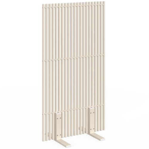 IDMarket - Paravent extérieur ajouré Claustra décoratif 80 x 150 cm persiennes Verticales métal Beige