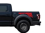 2 Pcs Truck Bed Side Vinyl Claw Graphics Decal Pickup Mountains and Forests Decorative Stickers for Ford F150 F-150 Ranger Raptor (Red)