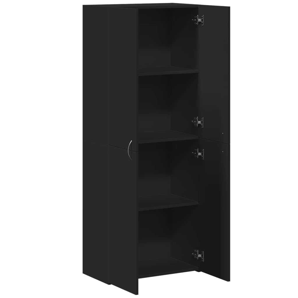 vidaXL Armario archivador Madera de ingeniería Negro 60x32x153 cm, Armario archivador, Mueble de almacenaje, Mueble de almacenaje de Oficina