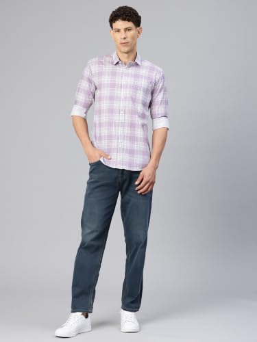Image of Majestic Man Comfort Slim Fit Pure Cotton Checked Casual Shirt