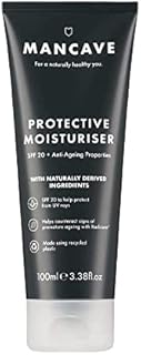 ManCave Anti-Ageing & SPF20 Moisturiser 100ml for Men, Counteract sign of Premature Ageing, Natural Formulation, Vegan Friendly, Tube made using Recycled Plastics