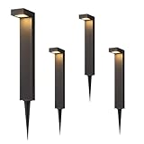 EDISHINE Low Voltage Pathway Lights Wired, 3000K 3.2W 50,000Hrs Waterproof LED Outdoor Landscape Lighting with Connectors, 12V Modern Cast-Aluminum Landscape Path Lights for Walkway Garden, 4 Pack