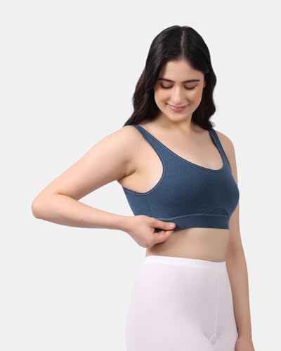 Image of Lavos Bamboo Cotton Comfort Sleeping Bra for Women, Slip On Bras to Wear at Home, Non-Padded & Non-Wired Sports Bras, Full /High Coverage, Soft Comfortable & Breathable Broad Strap Bra (Pack of 2)