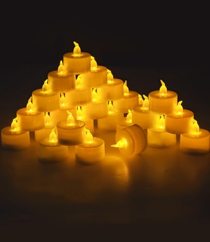 Birshe Juego de 25 LED Velas, Té Parpadeantes LED Velas de Navidad Velas Halloween,Llama...