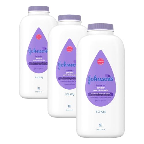 Image of Johnson's Lavender Baby Powder with Naturally Derived Cornstarch, Hypoallergenic and Paraben Free, 15 oz (Pack of 3)