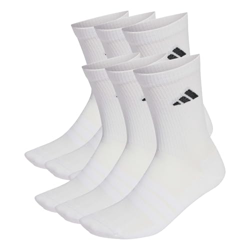 adidas Unisex CUSHIONED CREW SOCKS 6 PAIR PACK, white/white/black, 42-45