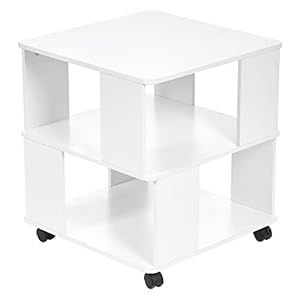 ANWBROAD Table Basse avec 3 Niveaux de Rangement, Table Basse de Salon, Table d’appoint de Balcon avec 4 roulettes, Panneau de Particules écologique de E1, Blanc 50 x 50 x 55.5cm LCT001W