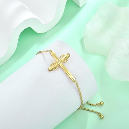 STARCHENIE Cross Bracelet for Women 925 Sterling Silver Infinity Bracelet Adjustable Slider Crucifix Jewelry Gift4