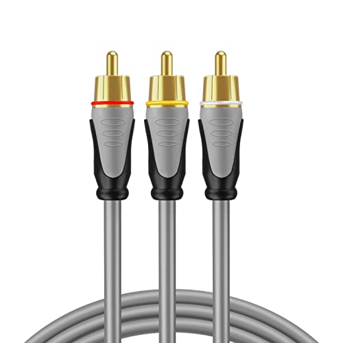 Tnp Premium Rca Cable 3 Plus 3 Rca To Rca Male To Male Av Cable, 25 Feet Rca Composite Audio Video Cables, Coaxial Subwoofer To Video, Gold-Plated Rca Adapter Cord Rca Connector Plug #TOP5
