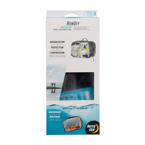 Nite Ize RunOff Bolsa de embalaje impermeable - Bolsa impermeable para viaje - Bolsa seca de viaje con compresión - Carbón, Pequeña