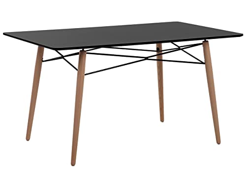 Beliani Mesa de Comedor de Madera Clara Tablero Negro 140 x 80 cm escandinavo Moderno Biondi