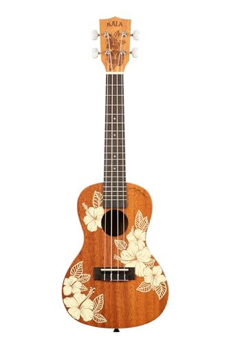 Kala Brand Music Co., 4-String Ukulele, Right, Stained Mahogany with Ivory Graphic, Concert (KA-Hibiscus-C_W/Bag) - Image 2