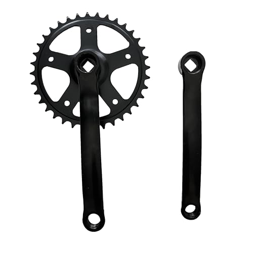 JZSPORTS Single Speed Crankset 36T 170mm Crankarms for Mountain Road Bike Fixed Gear Bicycle Square Taper, Black Color (36T-Triangle Model)