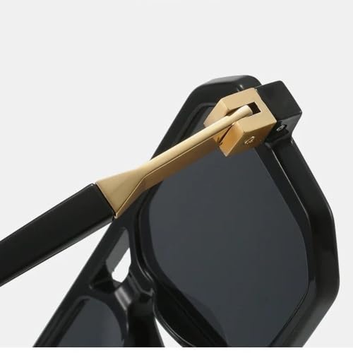 Lunettes de soleil carrées rétro unisexes à double faisceau - 3
