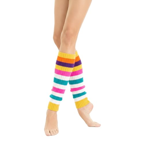 Image of v28 Women Warm Leg Warmers 80s Retro Party Costume Knit Ballet Neon Long Socks