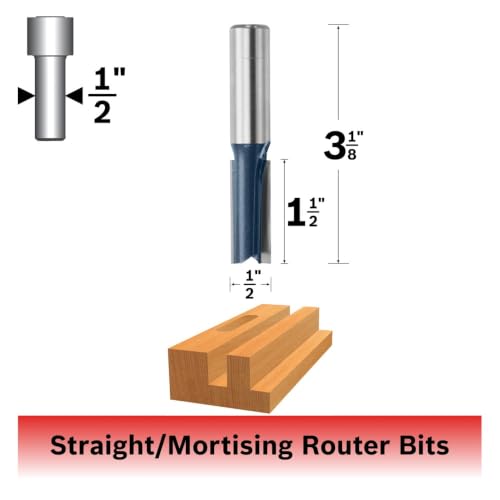 Bosch 85242M 1/2 in. x 1-1/2 in. Carbide Tipped 2-Flute Straight Bit - image 2