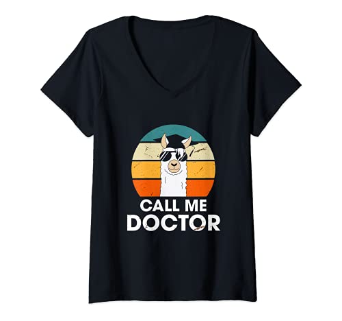 Donna Call Me Doctor universitario Doktor Ph.D Studium Maglietta con Collo a V