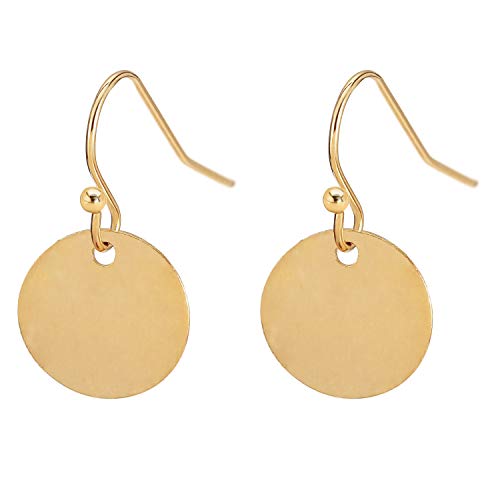 Gold Circle Disc Dangle Drop Earrings for Women Lightweight Small Round Hoop Statement Earrings Minimalist Jewelry for Women Gift for Her