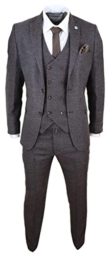 Ensemble costume tweed homme 3 pièces veste bal formelle gilet pantalon