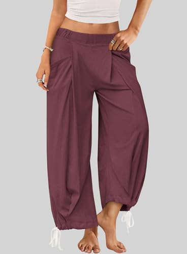 Yanekop Womens Baggy Wide Leg Pants Casual Fall Loose Palazzo Pants High Elastic Lounge Trousers with Pockets 20254