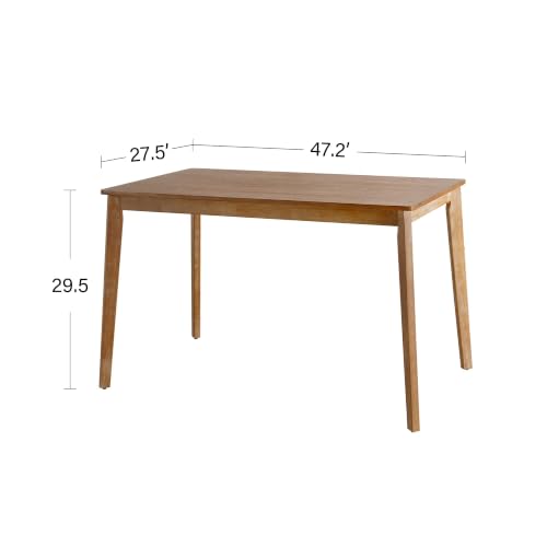 Image of Farmhouse Dining Table, Rectangular Wooden Kitchen Table, Rubberwood Legs