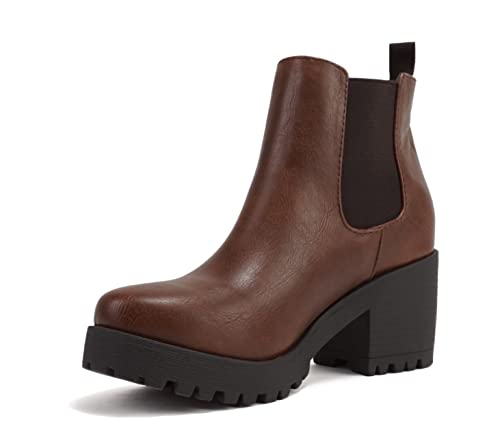 Image of Soda Top Shoes Jaber Ankle Boot W Lug Sole Elastic Gore and Chunky Heel
