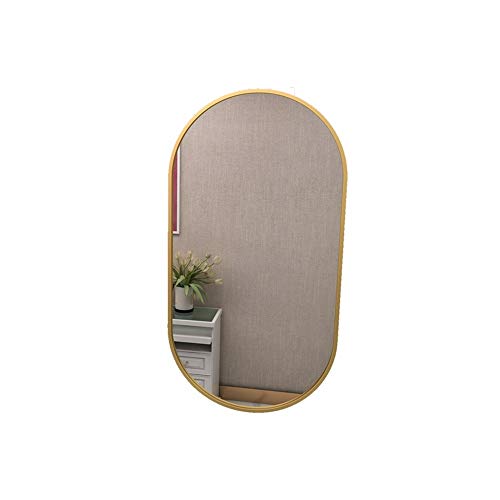Specchio smussato da parete ovale con bordi dorati 40 x 60 cm |...