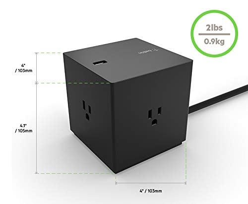 Image of Belkin Power Strip Surge Protector - 4 Multiple Outlets & 4 USB Charger Ports, Cube Outlet Extender for MacBook, iPhone 11 /12 Pro Max, Galaxy S20+ /Note 20 Ultra, Home, Office, Travel & Desktop - Black